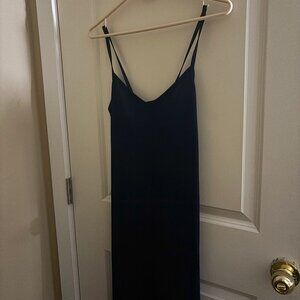 SIlk Slip-on Midi Dress (Dark Blue)